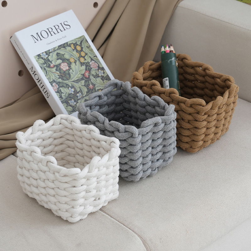 Baby Clothing Basket - سلة تخزين حرفية من حبل القطن،