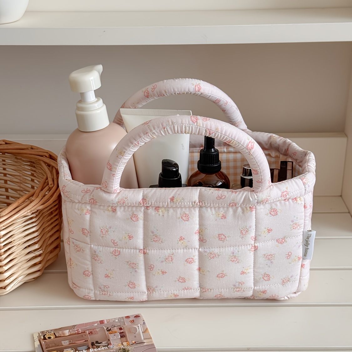 سلة تخزين مبطنة بنقوش زهرية، م - مراجعة Baby Clothing Basket وسعره